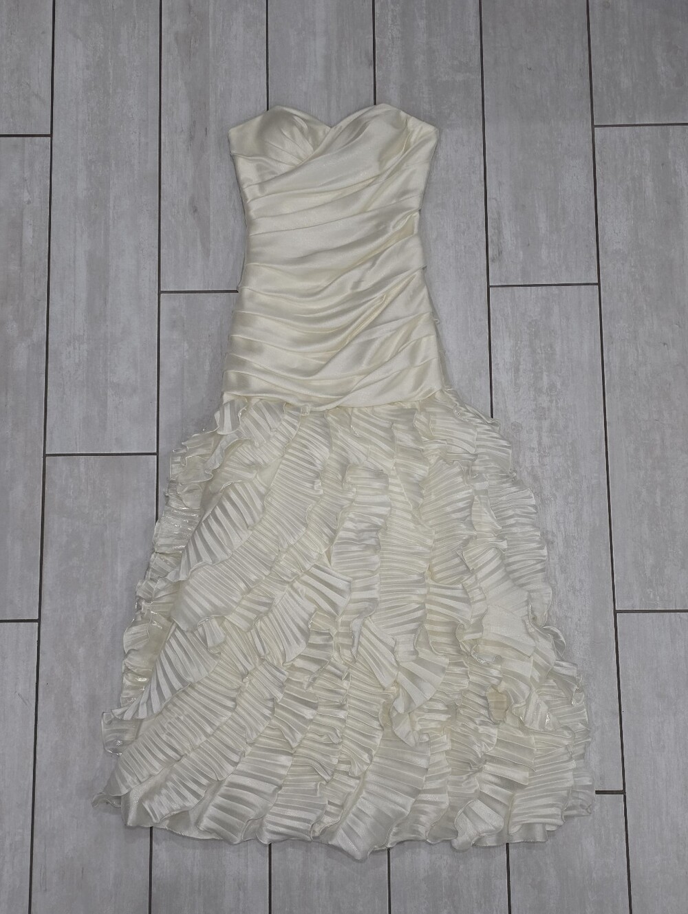 DALIA MACPHEE Shimmer Ivory Strapless Mermaid Bride Wedding Dress Formal Gown